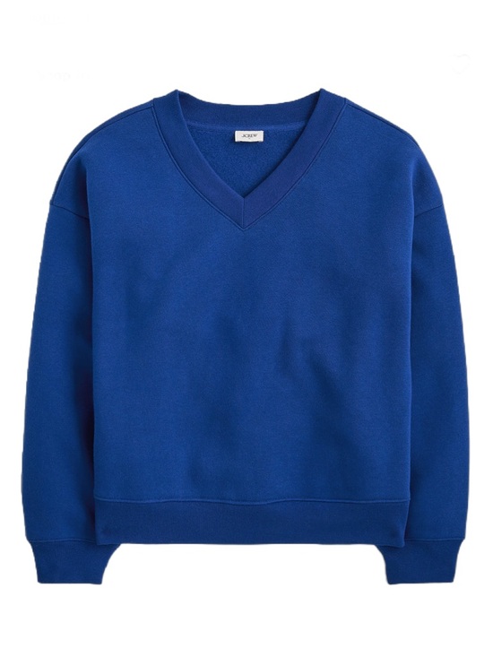 J. Crew Tops - J. Crew NWT Fleece V-neck Woman sweatshirt Bright Indigo XL
